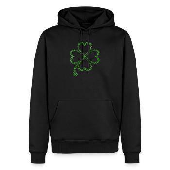 Trèfle vert fait de cœurs - Sweat à capuche Premium bio Homme - noir - Devant - Nico (187cm)