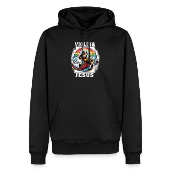 Conception musicale pour violon et Jésus Christ - Sweat à capuche Premium bio Homme - noir - Devant - Nico (187cm)