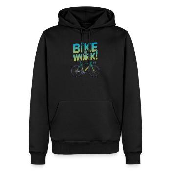 Motivierendes Design mit dem Fahrrad zur Arbeit - Männer Premium Bio Hoodie - Schwarz - Vorne - Nico (187cm)