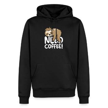 need coffee faultier lustige Sprüche comic cartoon - Männer Premium Bio Hoodie - Schwarz - Vorne - Nico (187cm)