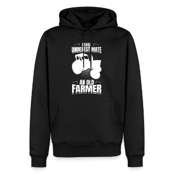 Unterschätze nie einen alten Bauern - Männer Premium Bio Hoodie - Schwarz - Vorne - Nico (187cm)