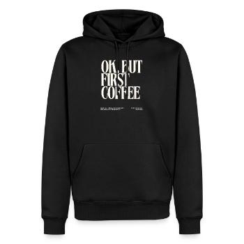 Motif de la pause-café pour les amateurs de café - Sweat à capuche Premium bio Homme - noir - Devant - Nico (187cm)