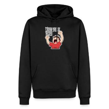 Quoi qu’il en coûte ! Donnez-vous à fond ! Motivation drôle - Sweat à capuche Premium bio Homme - noir - Devant - Nico (187cm)