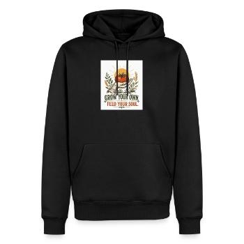 Grow Your Own – Feed Your Soul - Men’s Premium Organic Hoodie - black - Front - Nico (187cm)