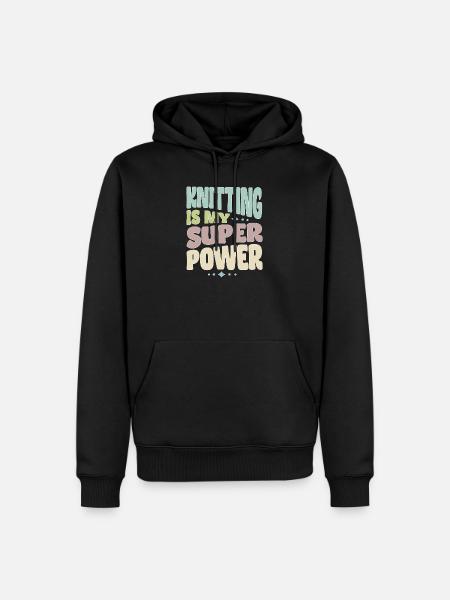 Stricken Strickerin Stricker Knitting superpower - Männer Premium Bio Hoodie - Schwarz
