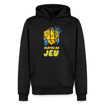 D20 Aventures JDR Maître du Jeu - Sweat à capuche Premium bio Homme - noir - Devant - Nico (187cm)