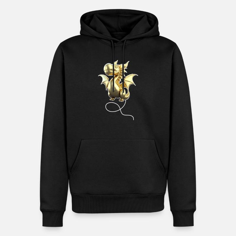 Ballon Dragon - Or - Sweat à capuche Premium bio Homme - noir