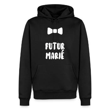Futur marié - Sweat à capuche Premium bio Homme - noir - Devant - Nico (187cm)