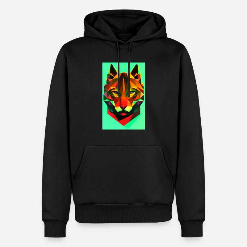 Loup polygonal - Sweat à capuche Premium bio Homme - noir