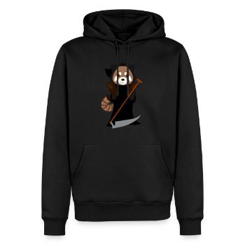 Panda roux déguisé en faucheuse pour Halloween - Sweat à capuche Premium bio Homme - noir - Devant - Nico (187cm)