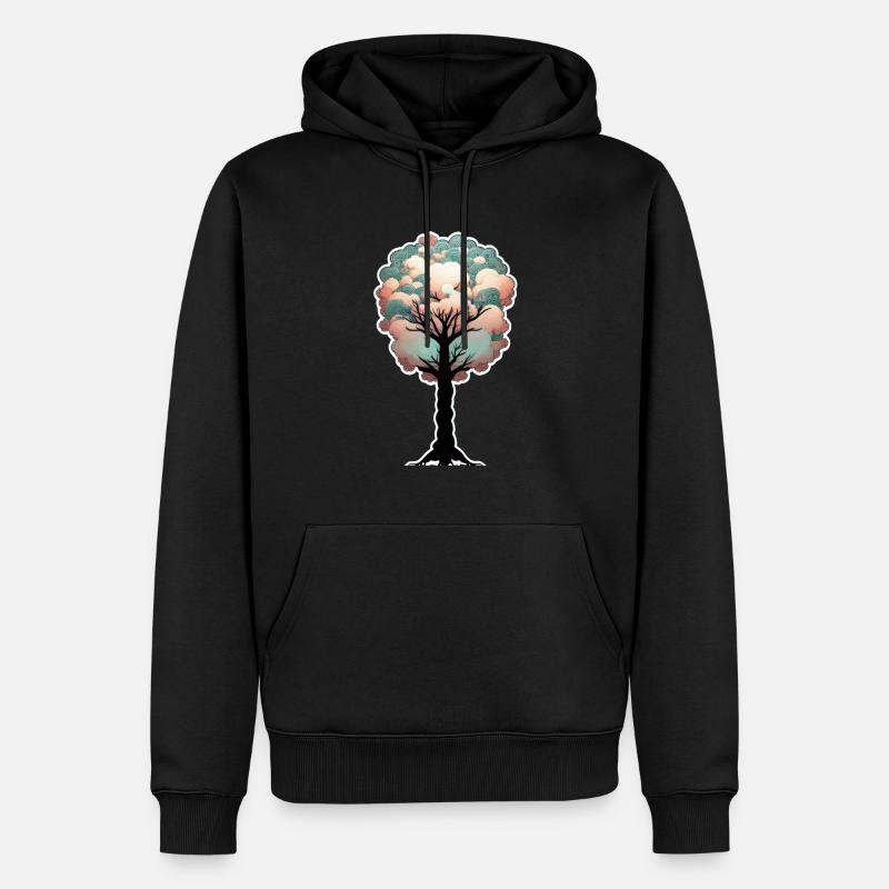 Aquarelle d’arbre - Sweat à capuche Premium bio Homme - noir