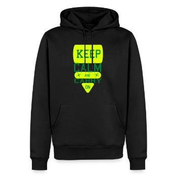 Ruhe bewahren und weitermachen - Männer Premium Bio Hoodie - Schwarz - Vorne - Nico (187cm)