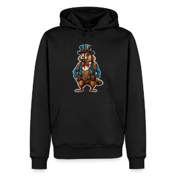 Lederhose / Tier / Tracht / Tradition / Biber - Männer Premium Bio Hoodie - Schwarz - Vorne - Nico (187cm)
