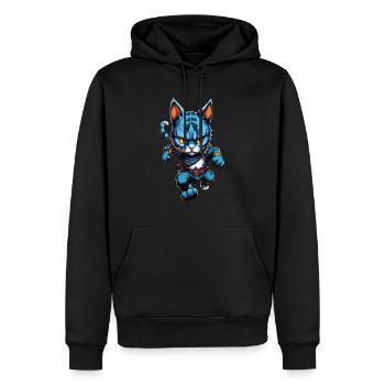 Cartoon cat - Männer Premium Bio Hoodie - Schwarz - Vorne - Nico (187cm)