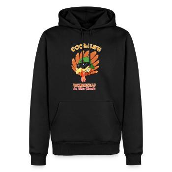 La dinde la plus cool du troupeau Je joyeux Thanksgiving - Sweat à capuche Premium bio Homme - noir - Devant - Nico (187cm)