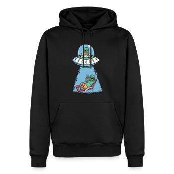 Alien eating pizza - Men’s Premium Organic Hoodie - black - Front - Nico (187cm)
