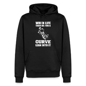When Life Throws You A Curve Lean Into It Motorrad - Männer Premium Bio Hoodie - Schwarz - Vorne - Nico (187cm)