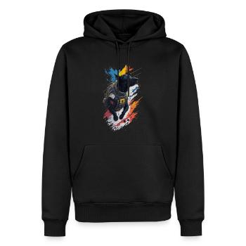 Illustration eines Hundes im Raumanzug - Männer Premium Bio Hoodie - Schwarz - Vorne - Nico (187cm)