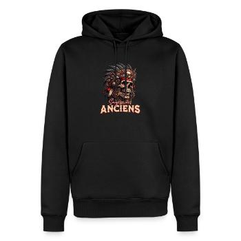 La sagesse des anciens - Sweat à capuche Premium bio Homme - noir - Devant - Nico (187cm)