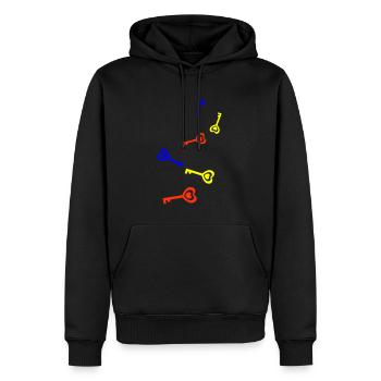 Cœur clé Mariage coloré - Sweat à capuche Premium bio Homme - noir - Devant - Nico (187cm)