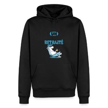 jeune retraité humour drôle retraite - Sweat à capuche Premium bio Homme - noir - Devant - Nico (187cm)