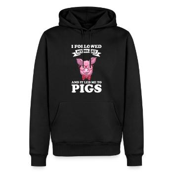 Schweine Schweinefarm Geschenk - Männer Premium Bio Hoodie - Schwarz - Vorne - Nico (187cm)
