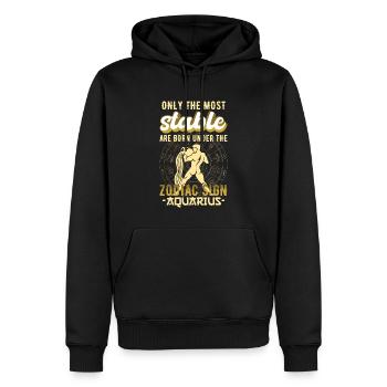 Signe du zodiaque Verseau Astrologie Cadeau - Sweat à capuche Premium bio Homme - noir - Devant - Nico (187cm)