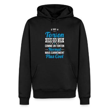 Tonton bricoleur comme tonton normal plus cool - Sweat à capuche Premium bio Homme - noir - Devant - Nico (187cm)