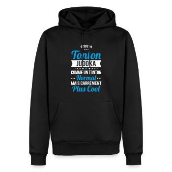 Tonton judoka comme un tonton normal plus cool - Sweat à capuche Premium bio Homme - noir - Devant - Nico (187cm)