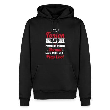 Tonton pompier comme un tonton normal plus cool - Sweat à capuche Premium bio Homme - noir - Devant - Nico (187cm)