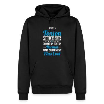 Tonton volleyeur comme un tonton normal plus cool - Sweat à capuche Premium bio Homme - noir - Devant - Nico (187cm)
