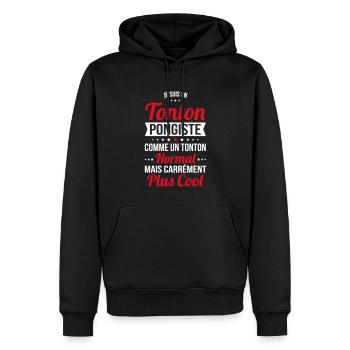 Tonton pongiste comme un tonton normal plus cool - Sweat à capuche Premium bio Homme - noir - Devant - Nico (187cm)