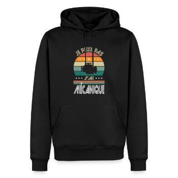 Je peux pas j'ai Mécanique - Idée Cadeau Mécano - Sweat à capuche Premium bio Homme - noir - Devant - Nico (187cm)