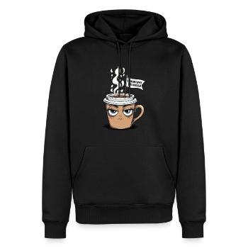 Kaffee und Sarkasmus – Witziges Design - Männer Premium Bio Hoodie - Schwarz - Vorne - Nico (187cm)