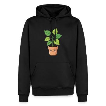 Kawaii Pflanze mit süßem Blumentopf - Männer Premium Bio Hoodie - Schwarz - Vorne - Nico (187cm)