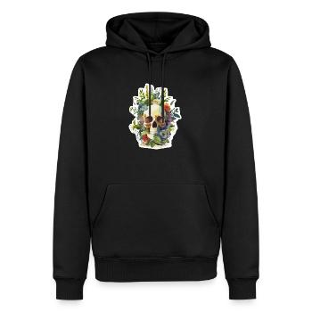 Human Skull & Flowers 12 - Men’s Premium Organic Hoodie - black - Front - Nico (187cm)