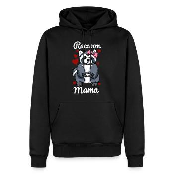 Raccoon Mama Heart Ladies Girls Raccoon Love - Men’s Premium Organic Hoodie - black - Front - Nico (187cm)