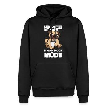 Der Kaffee Ist Kaputt Ich Bin Noch Müde Mops - Männer Premium Bio Hoodie - Schwarz - Vorne - Nico (187cm)