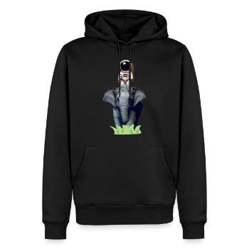 Un astronaute à l’aventure à dos d’éléphant - Sweat à capuche Premium bio Homme - noir - Devant - Nico (187cm)