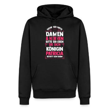 Patricia - Männer Premium Bio Hoodie - Schwarz - Vorne - Nico (187cm)