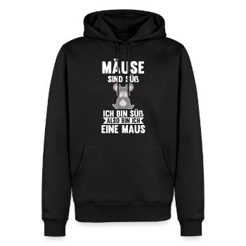 Mäuse sind süß ich bin süß also bin ich ein Mäuse - Männer Premium Bio Hoodie - Schwarz - Vorne - Nico (187cm)