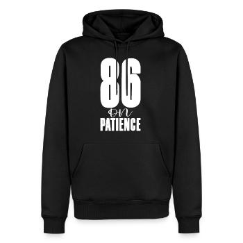 86 Sur la patience - Sweat à capuche Premium bio Homme - noir - Devant - Nico (187cm)