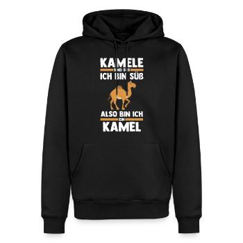 Kamel - Männer Premium Bio Hoodie - Schwarz - Vorne - Nico (187cm)