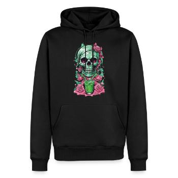 Gothic Weirdcore Rosen Skull Okkult Dia de Muertos - Männer Premium Bio Hoodie - Schwarz - Vorne - Nico (187cm)