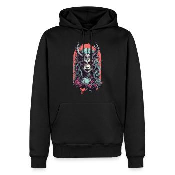 Démon gothique occulte magie Streetwear Design - Sweat à capuche Premium bio Homme - noir - Devant - Nico (187cm)