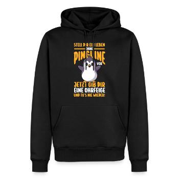 Pinguin - Männer Premium Bio Hoodie - Schwarz - Vorne - Nico (187cm)