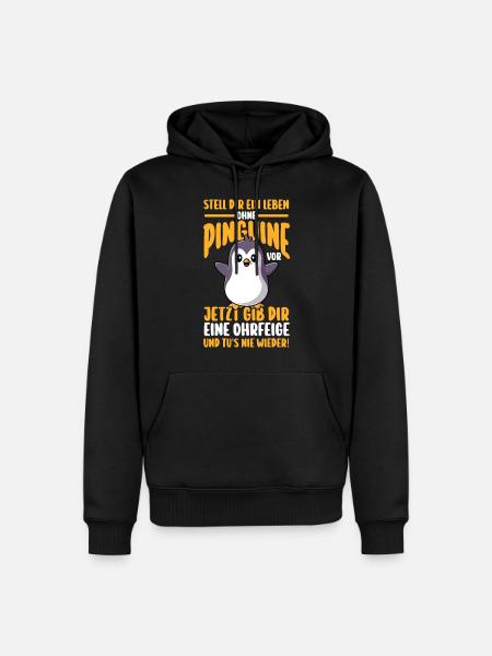 Pinguin - Männer Premium Bio Hoodie - Schwarz