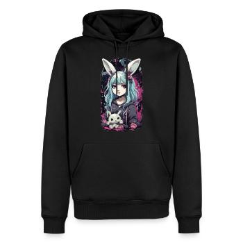 Kawaii Anime Bunny Goth Girl Manga Chic - Sweat à capuche Premium bio Homme - noir - Devant - Nico (187cm)