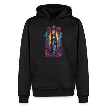 Occult Gothic Aesthetic Retro Wave Streetwear - Men’s Premium Organic Hoodie - black - Front - Nico (187cm)