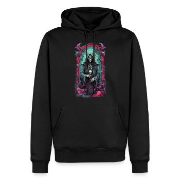 Grim Reaper squelette mage oeuvre gothique - Sweat à capuche Premium bio Homme - noir - Devant - Nico (187cm)